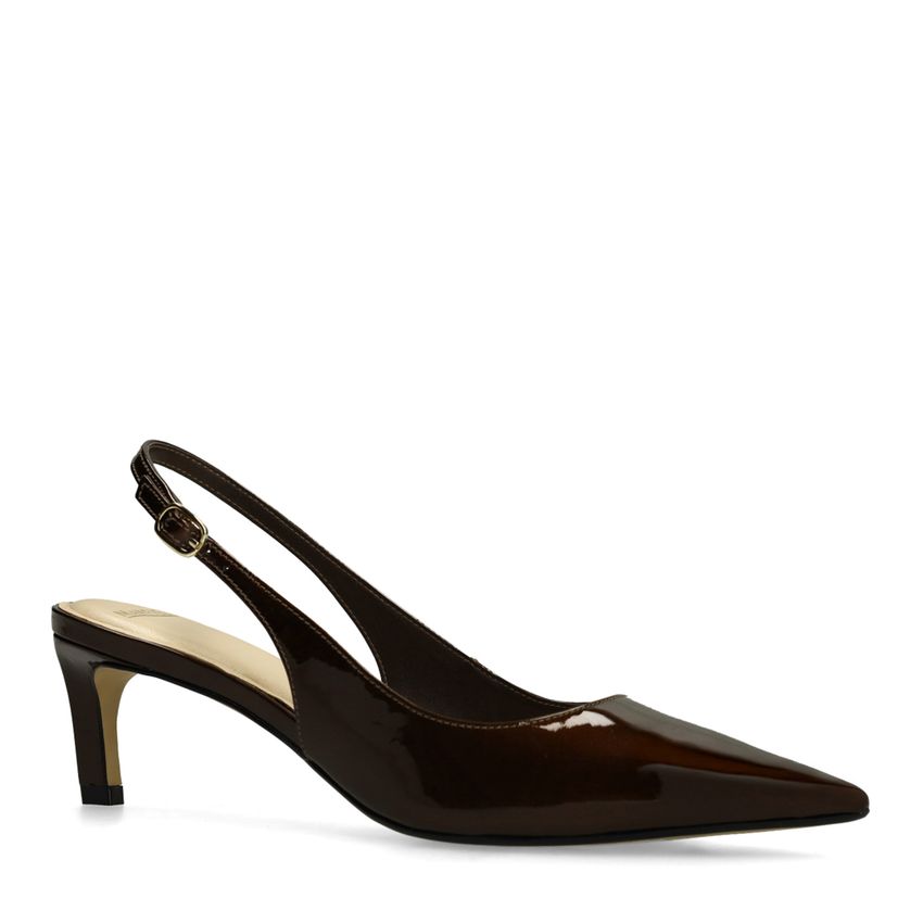 Bruine lak slingbacks