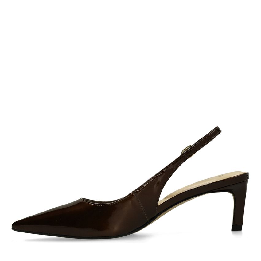 Bruine lak slingbacks