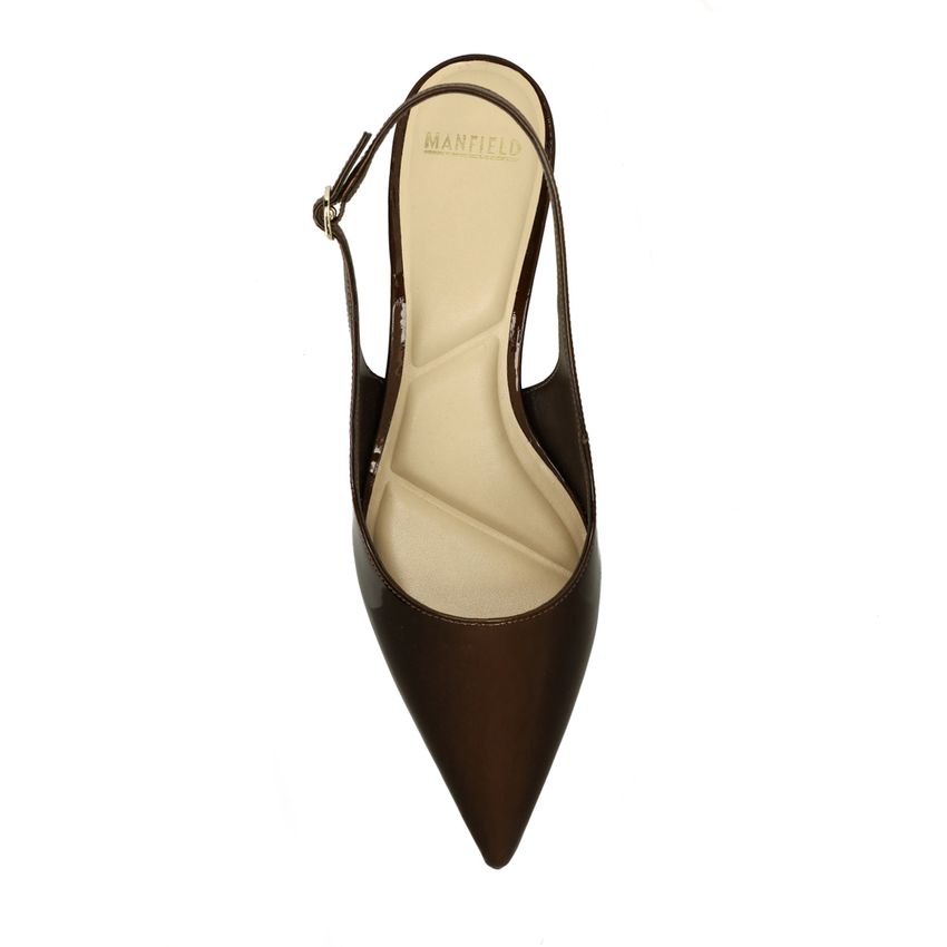 Bruine lak slingbacks