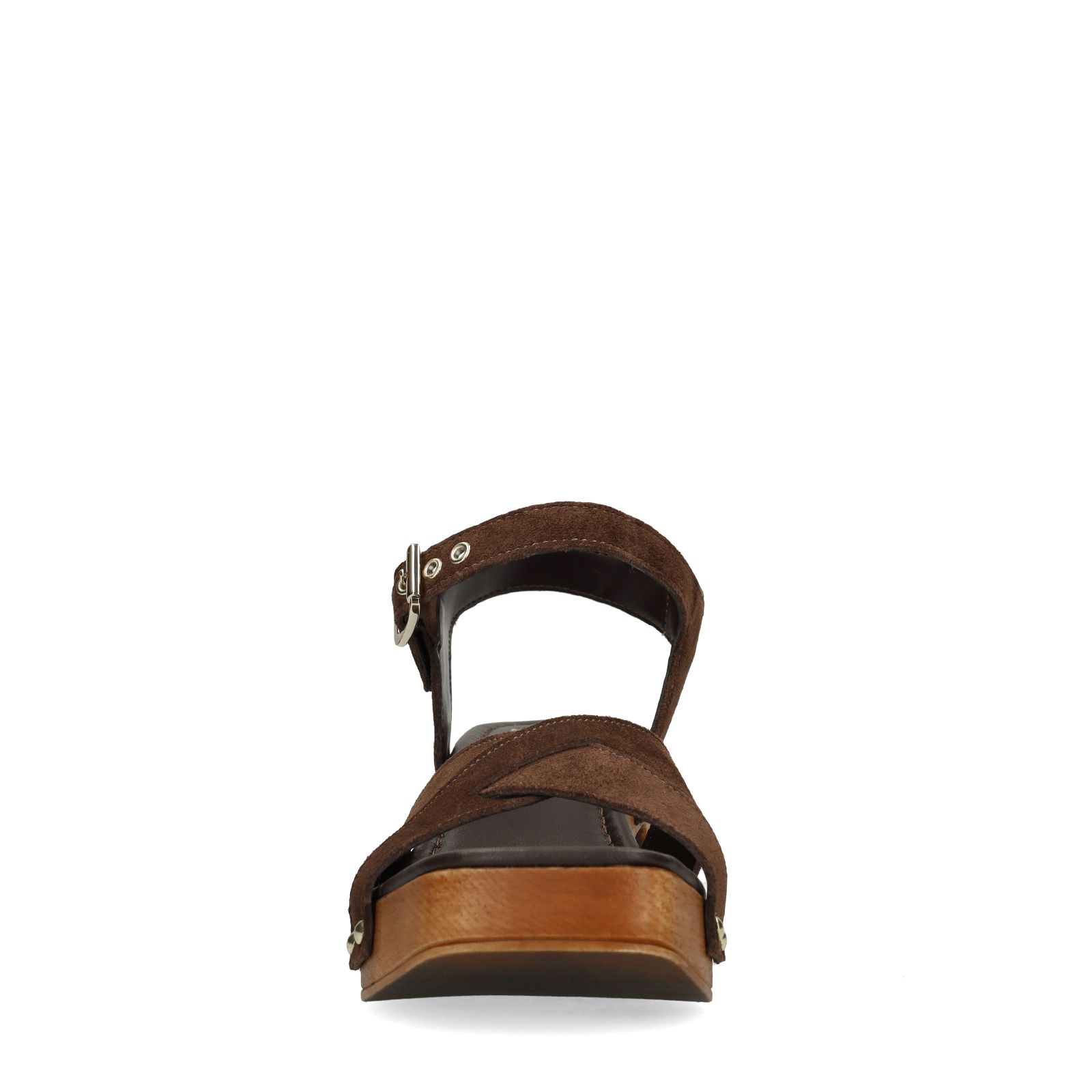 Bruine suède sandalen met hak