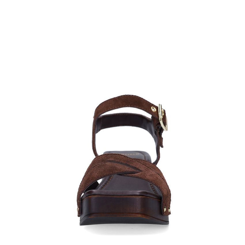 Bruine suède sandalen met hak