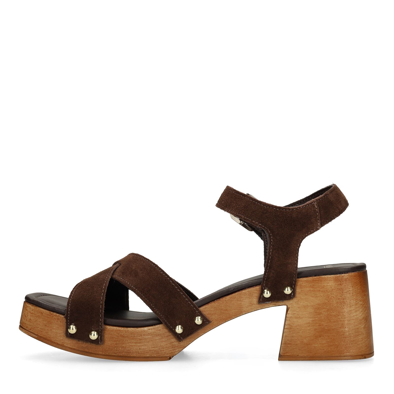 Bruine suède sandalen met hak