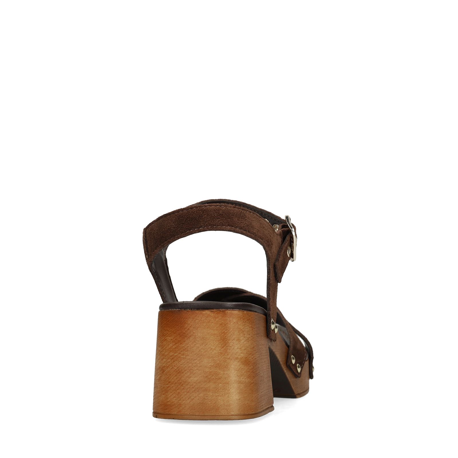 Bruine suède sandalen met hak