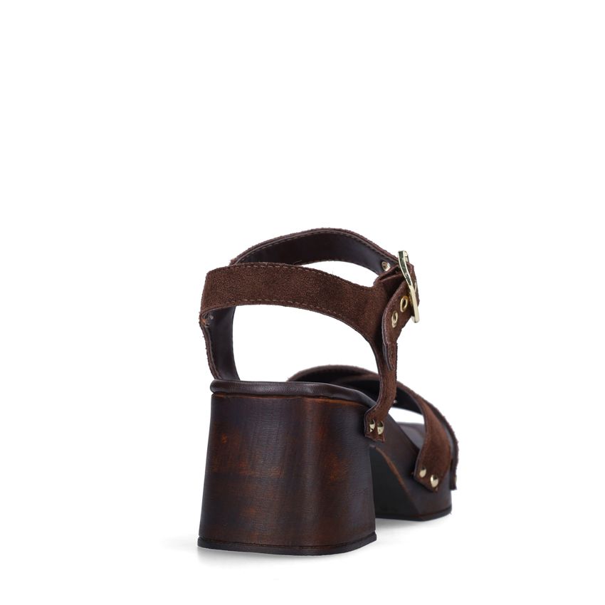Bruine suède sandalen met hak