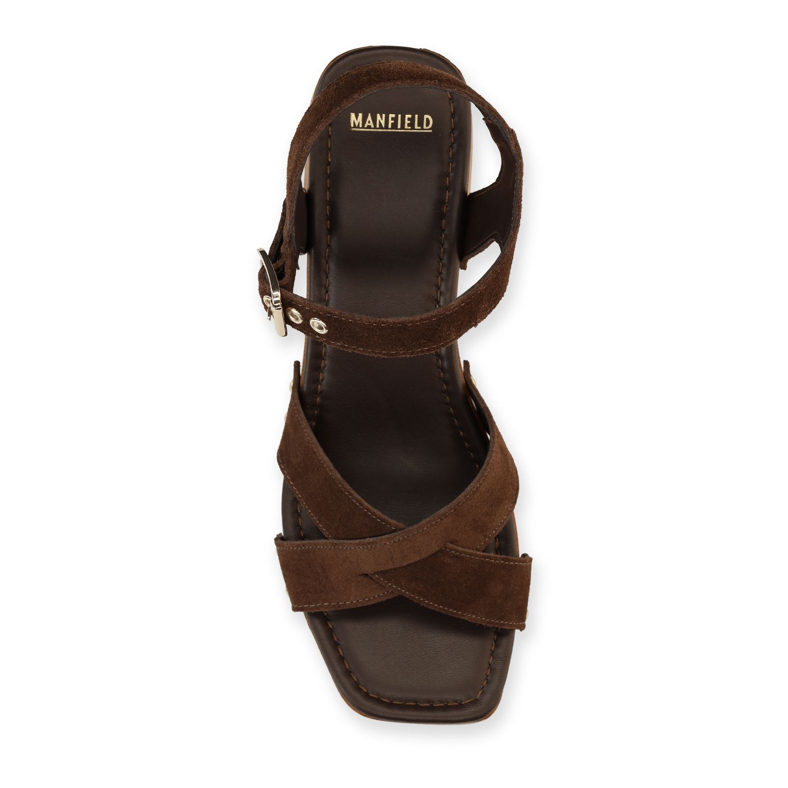 Bruine suède sandalen met hak
