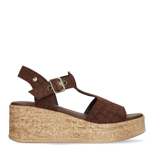 Bruine suède croco sleehakken