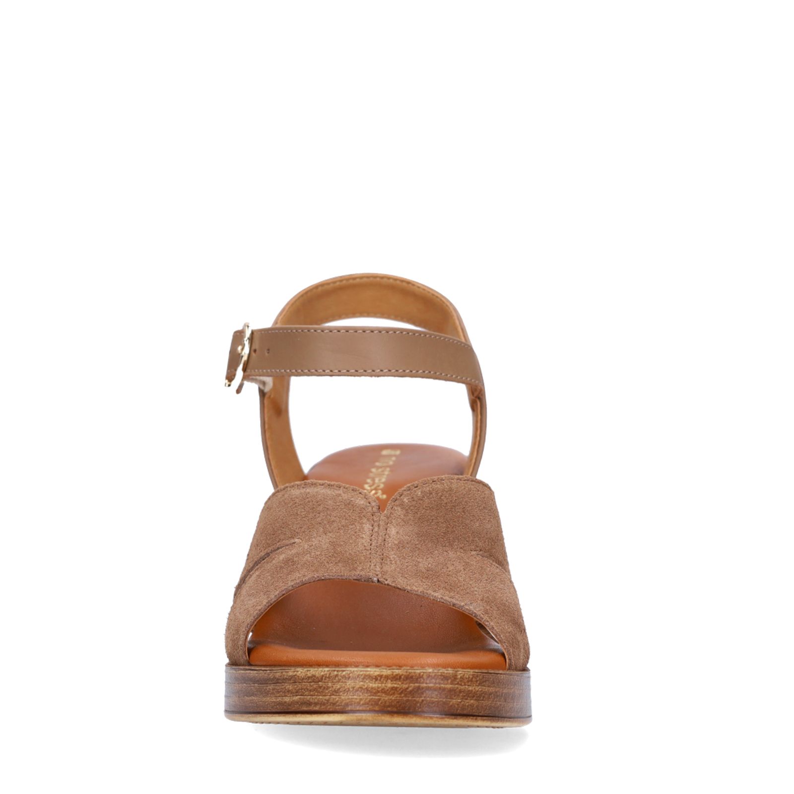 Bruine suède sandalen met blokhak