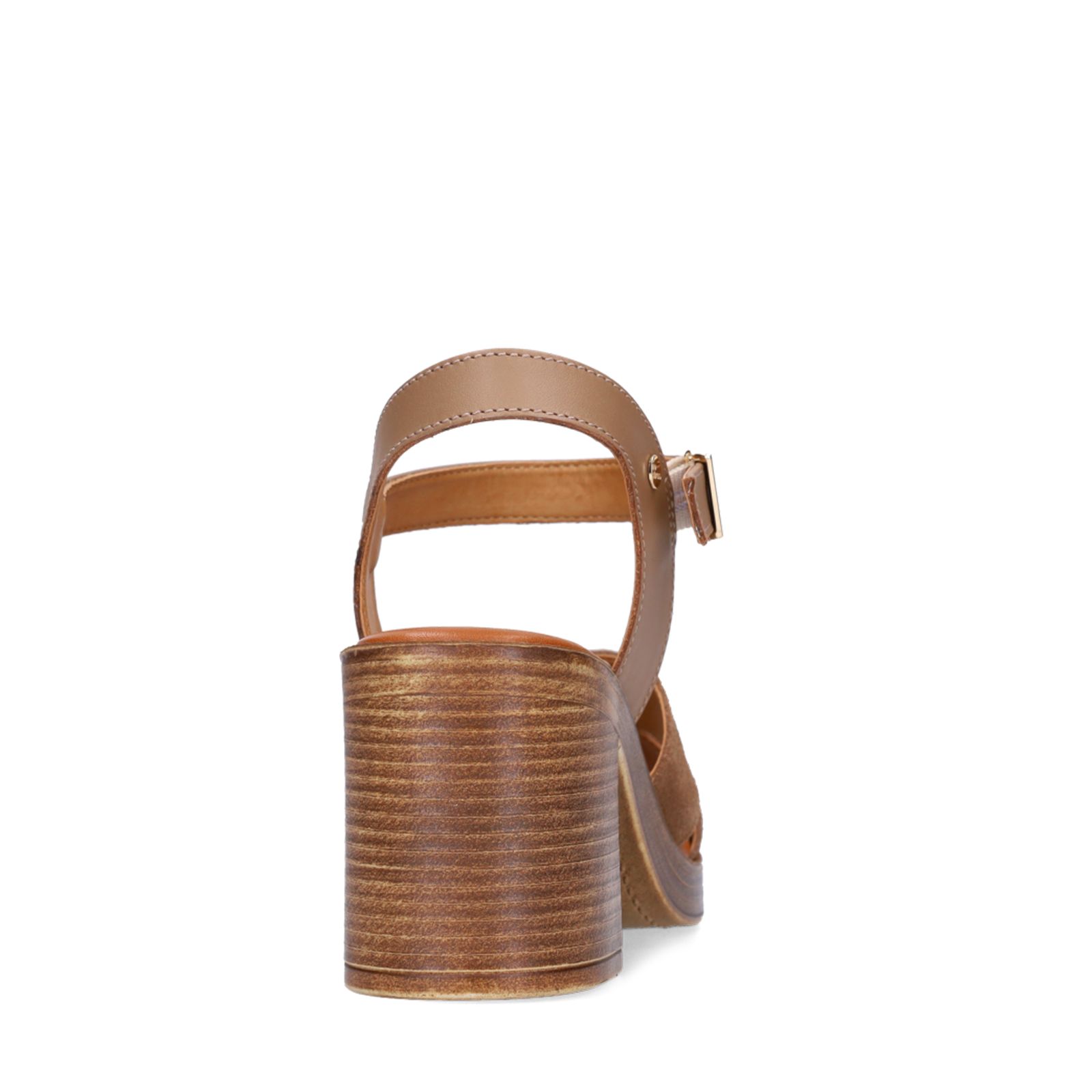 Bruine suède sandalen met blokhak
