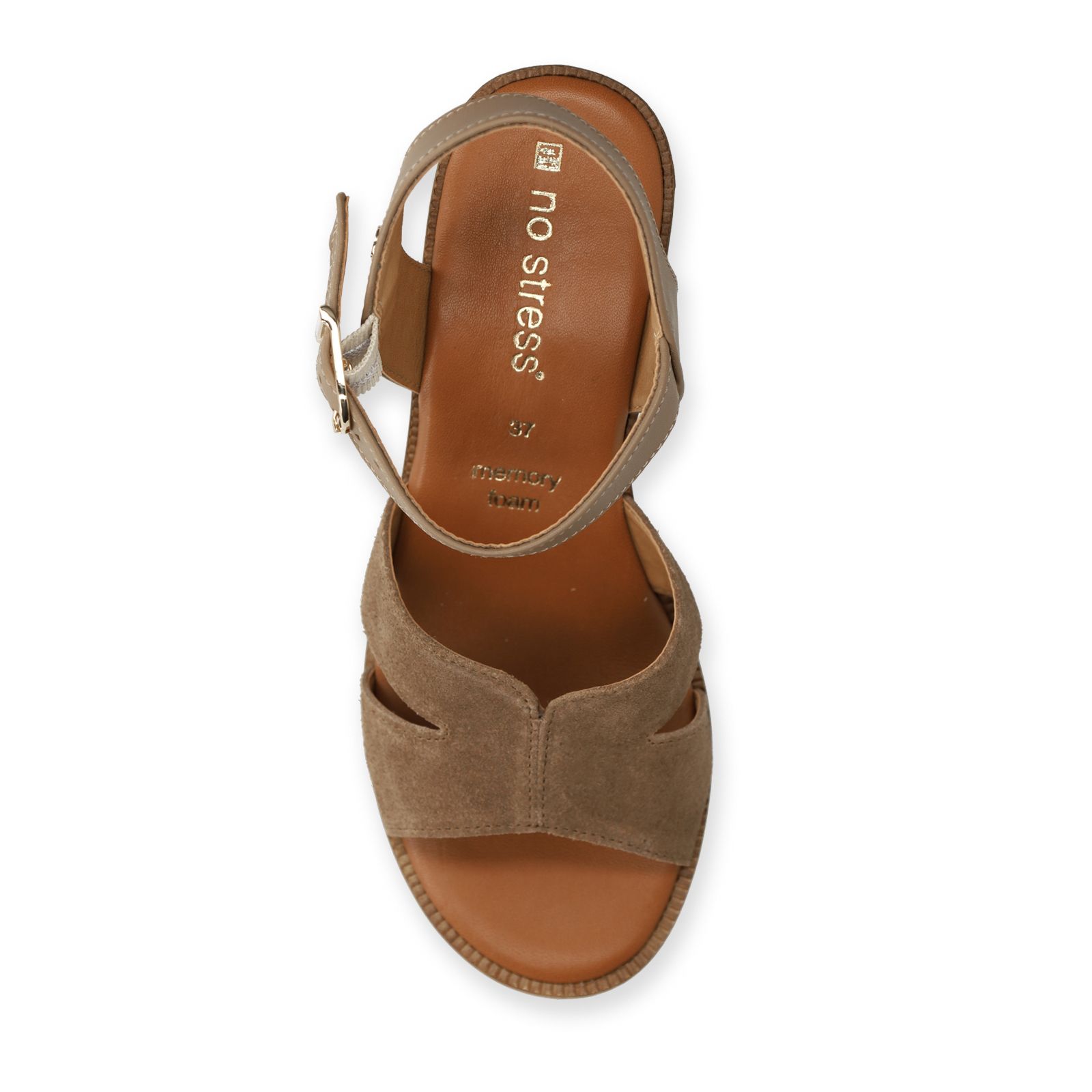 Bruine suède sandalen met blokhak