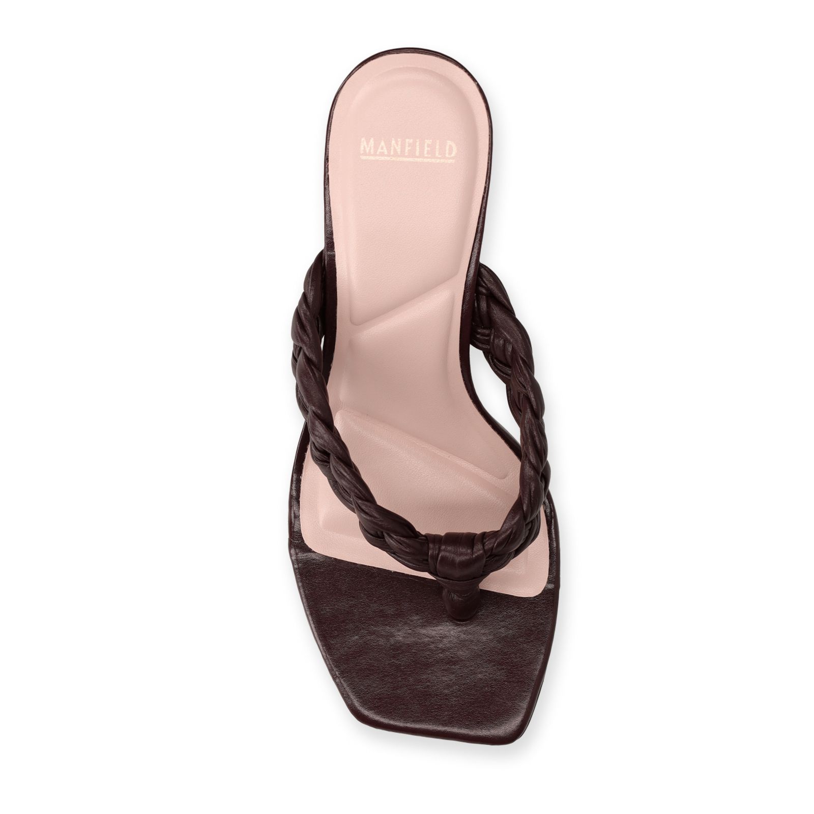 Bruine gevlochten hak slippers