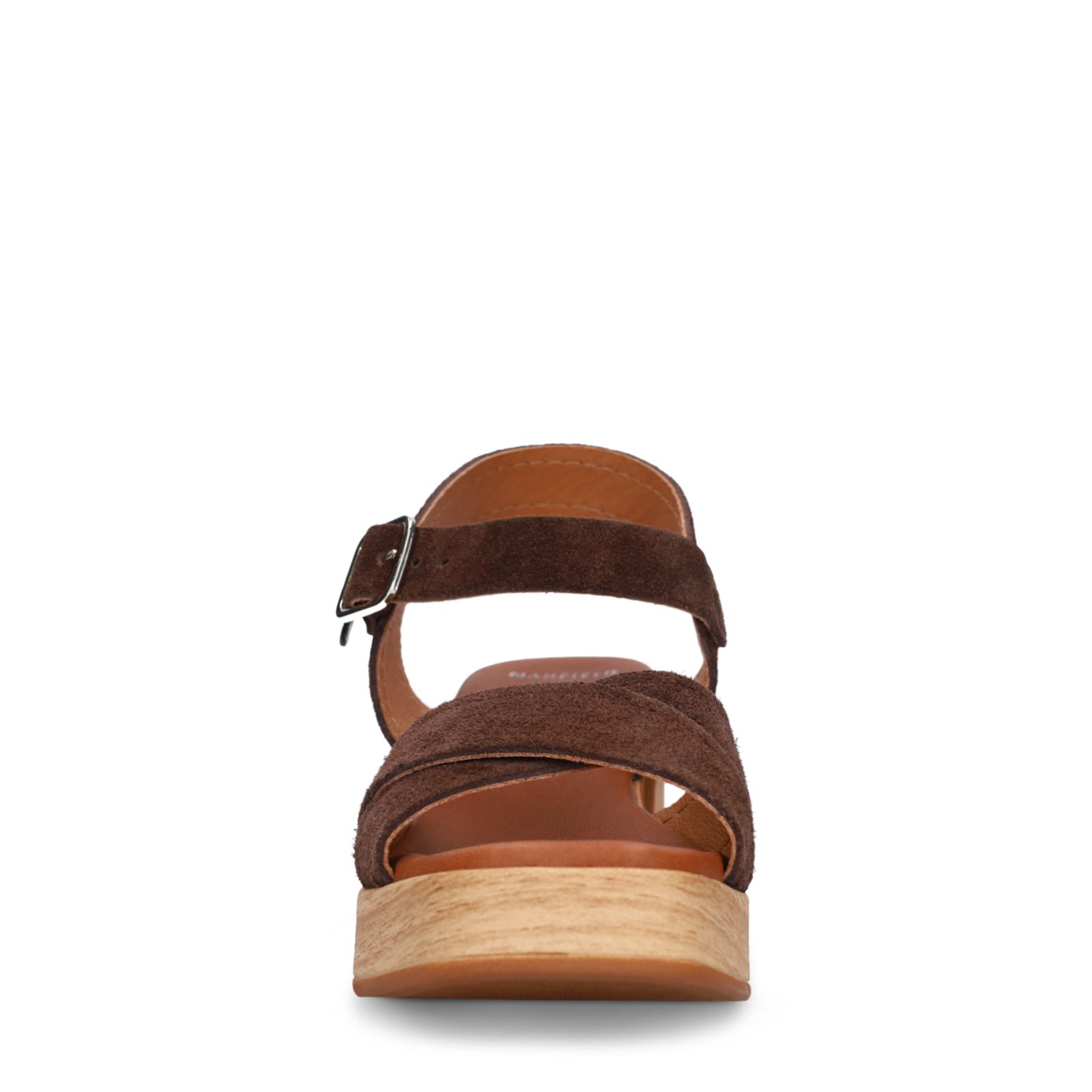 Bruine suède sandalen met blokhak