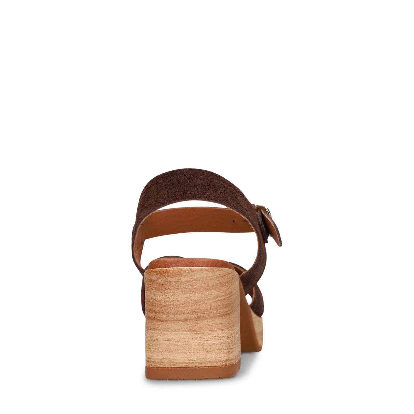 Bruine suède sandalen met blokhak