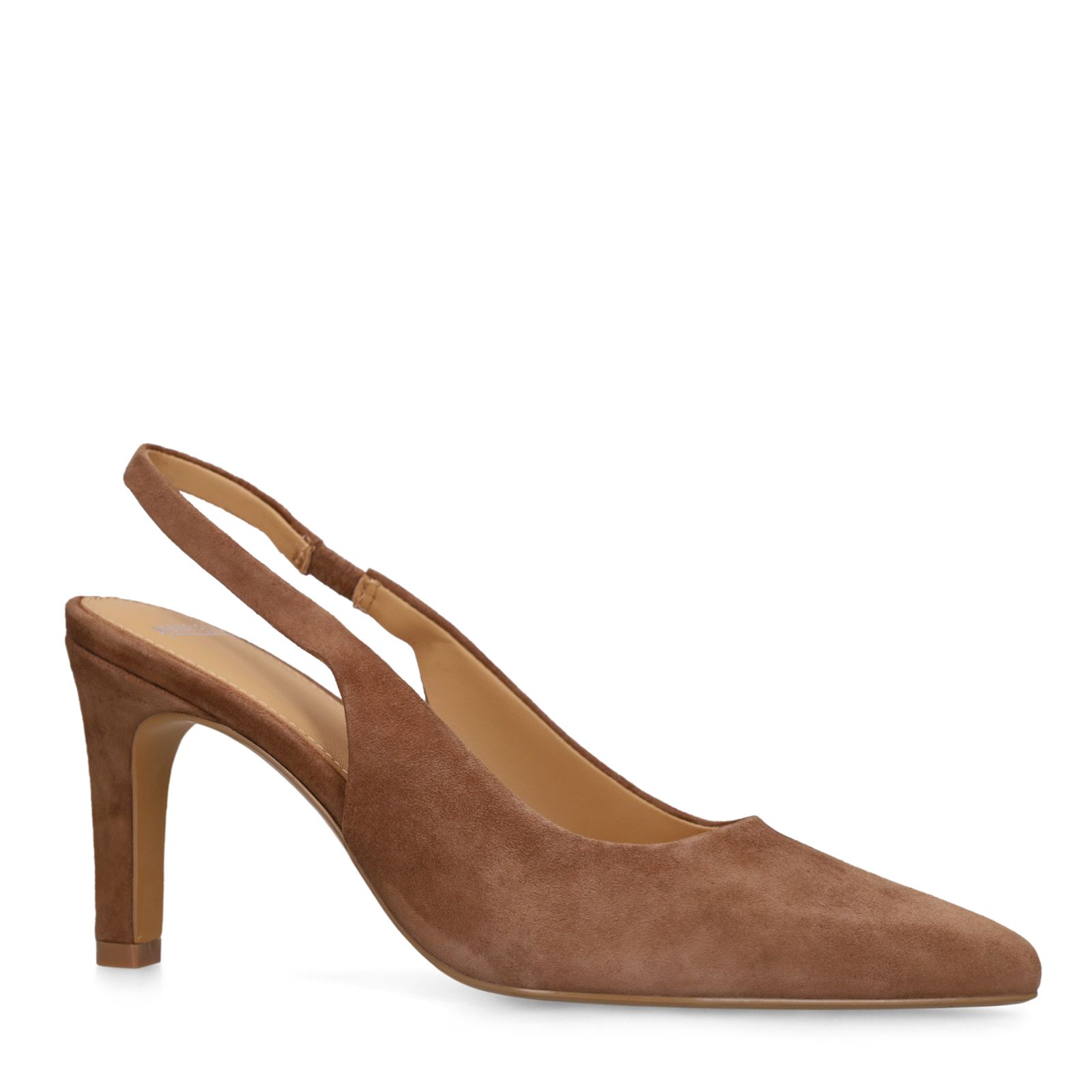 Braune Slingbackpumps aus Veloursleder