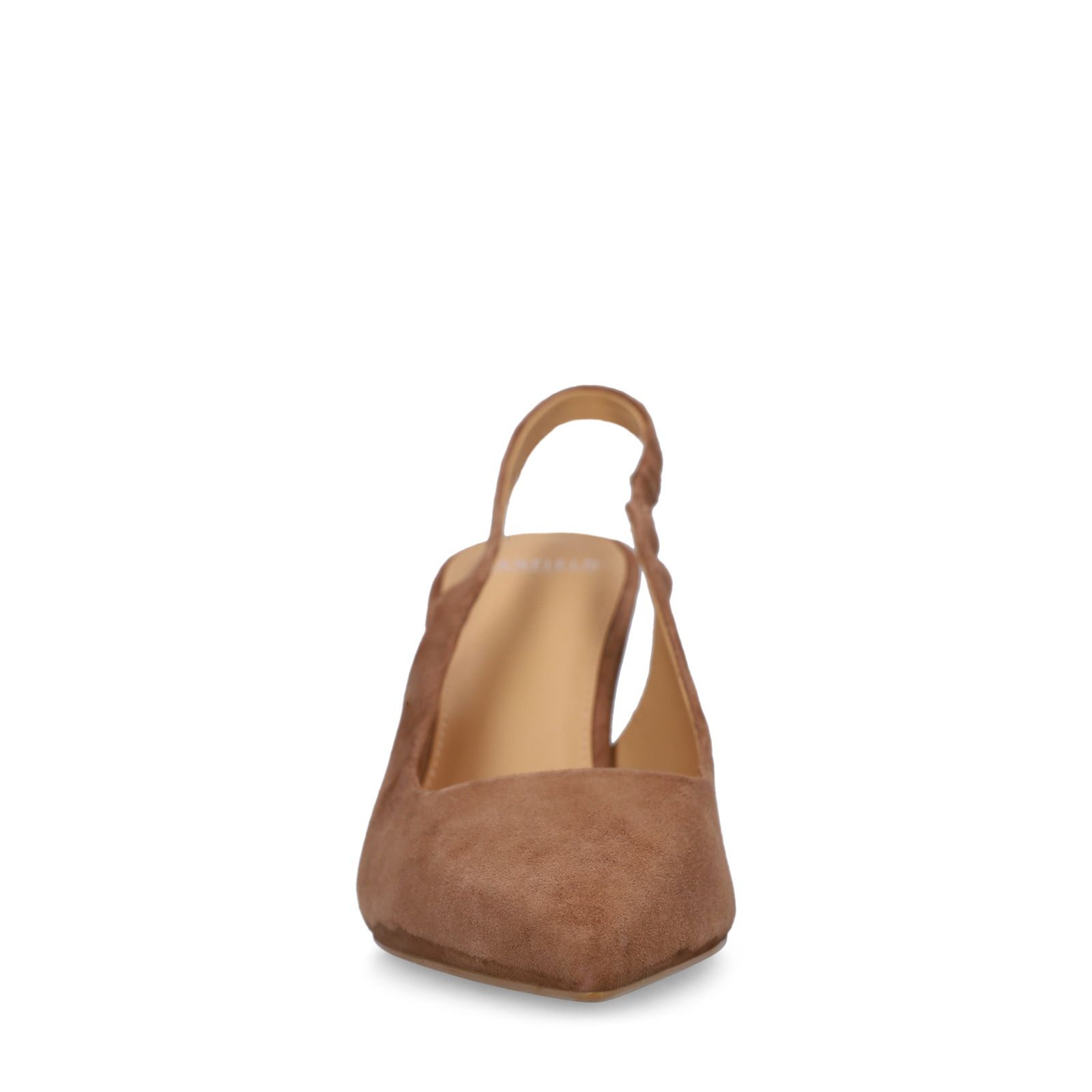 Braune Slingbackpumps aus Veloursleder