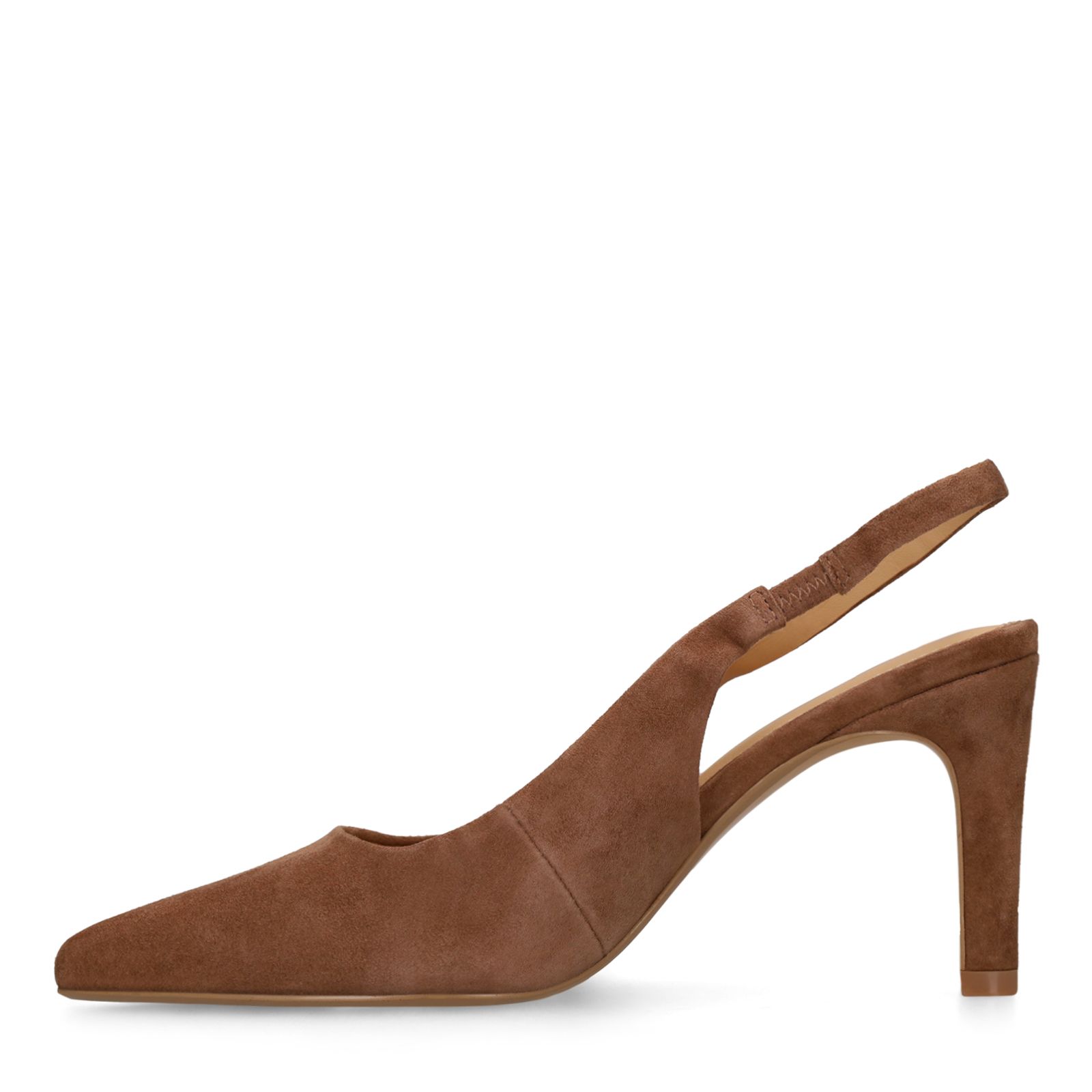 Braune Slingbackpumps aus Veloursleder