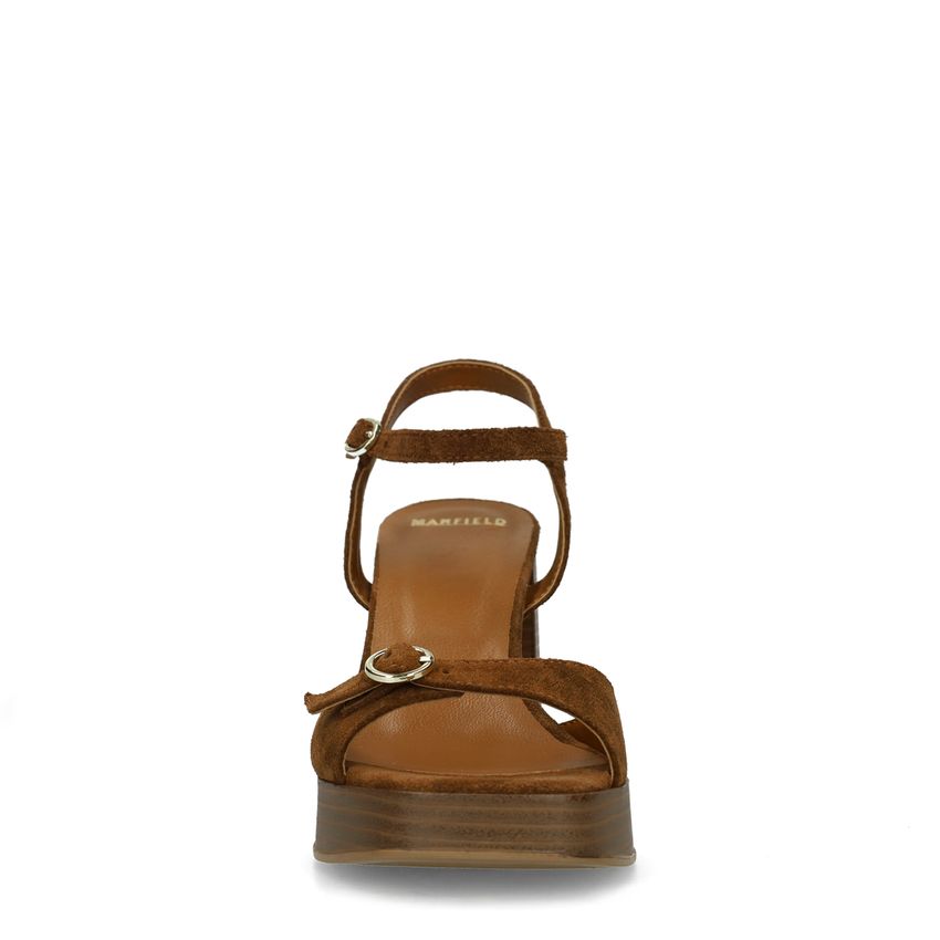 Bruine suède sandalen met hak