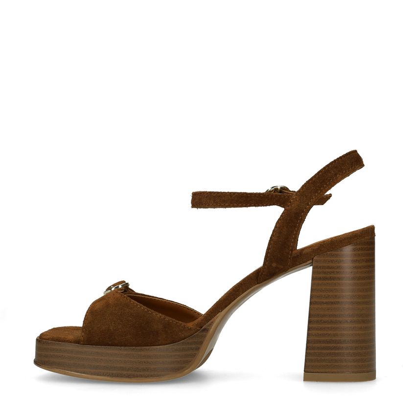 Bruine suède sandalen met hak