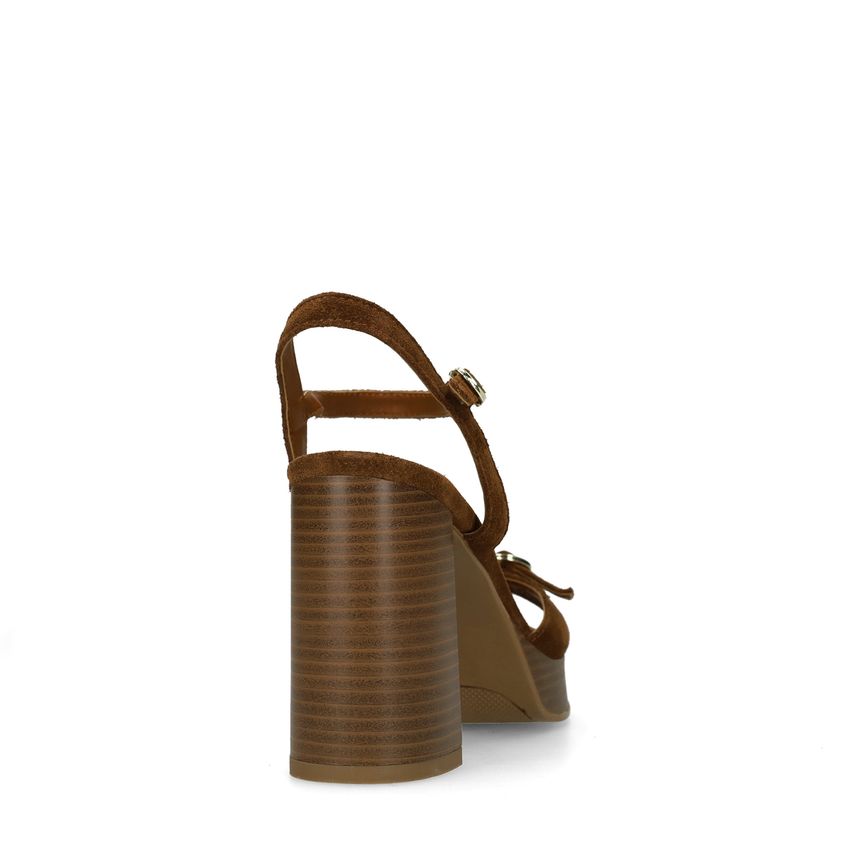 Bruine suède sandalen met hak