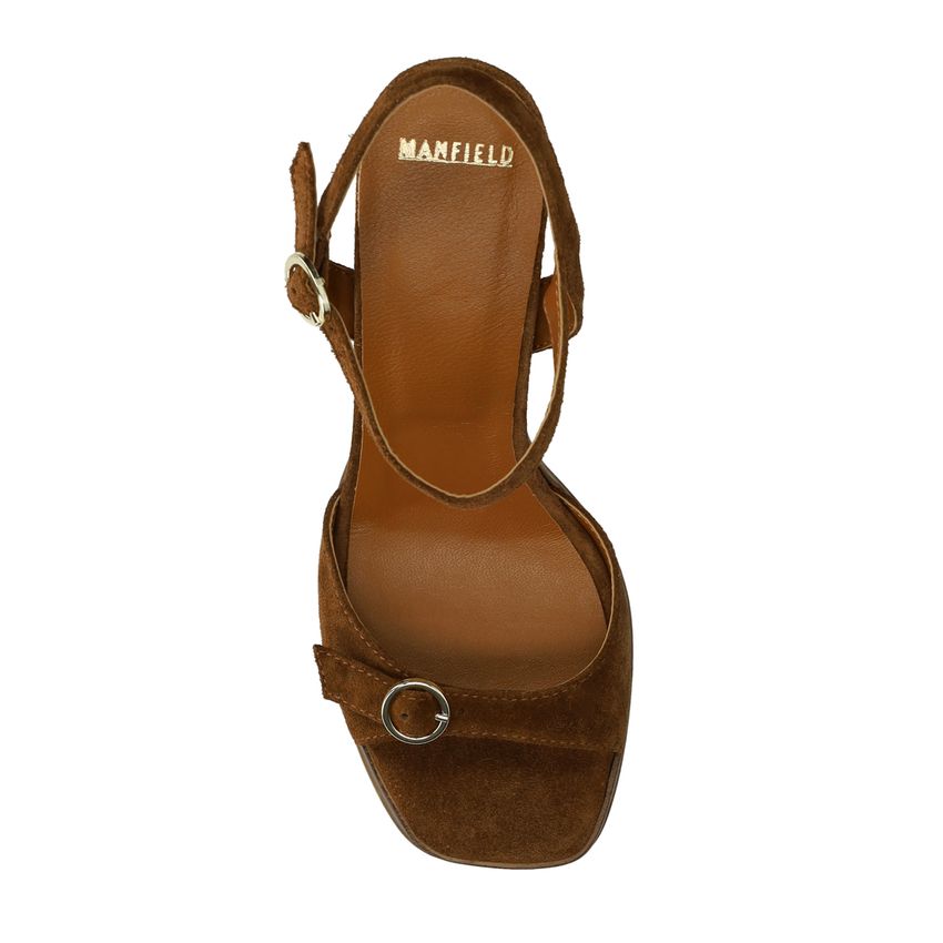 Bruine suède sandalen met hak