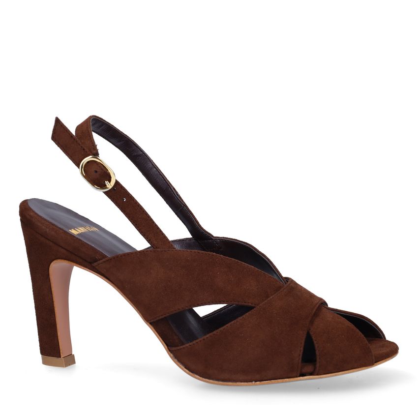 Bruine suède slingbacks