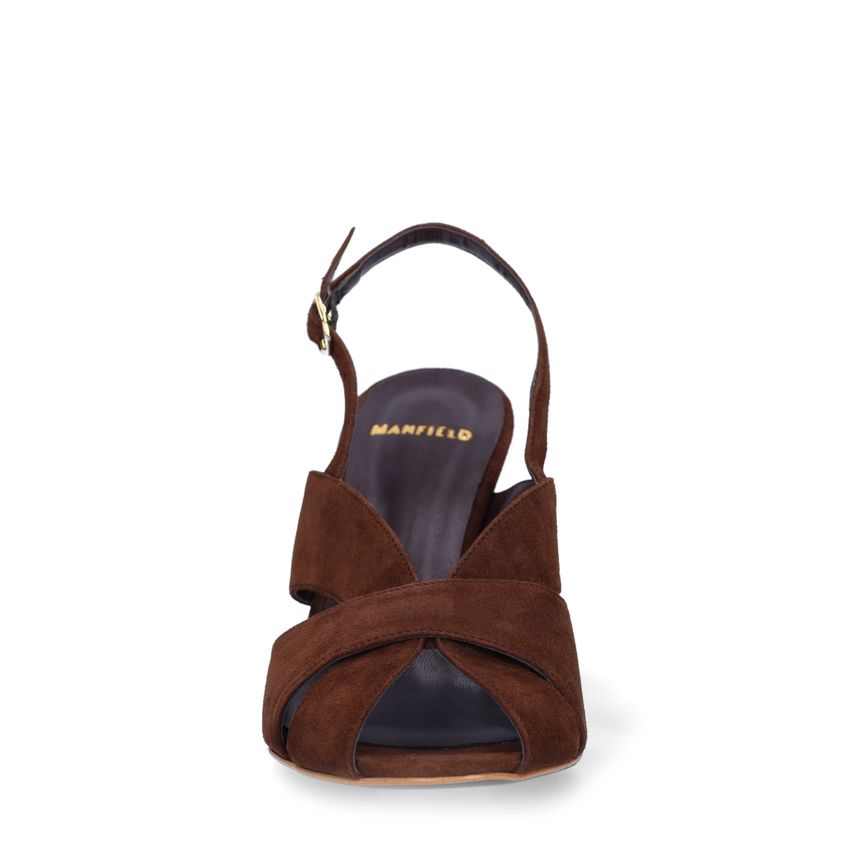 Bruine suède slingbacks