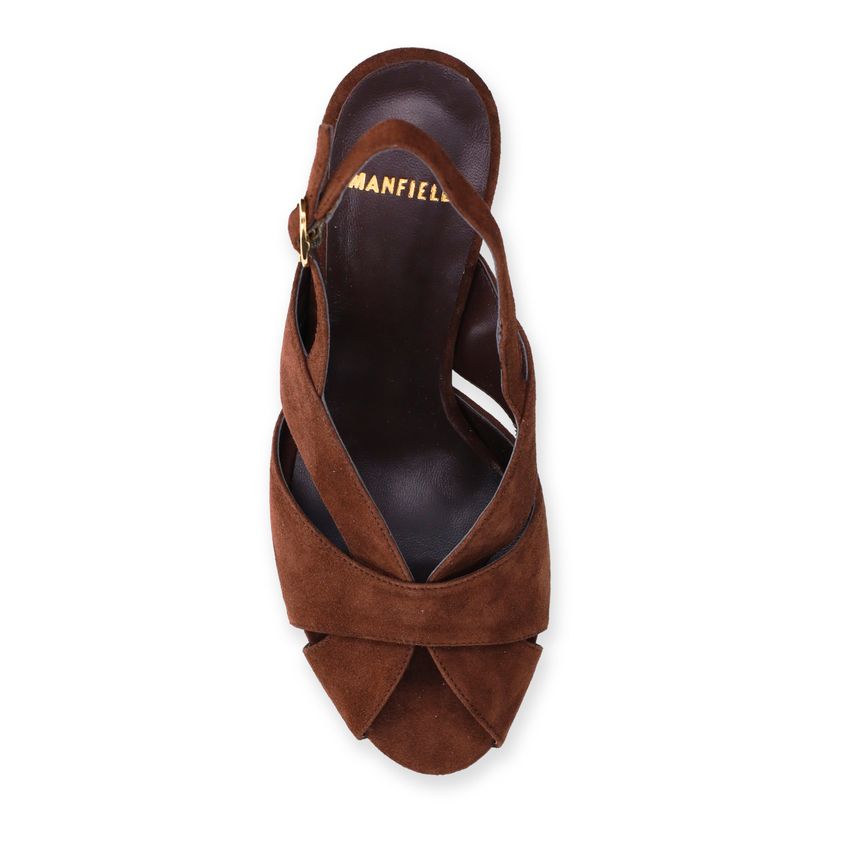 Bruine suède slingbacks
