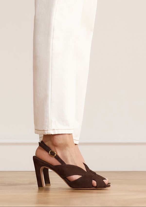 Bruine suède slingbacks