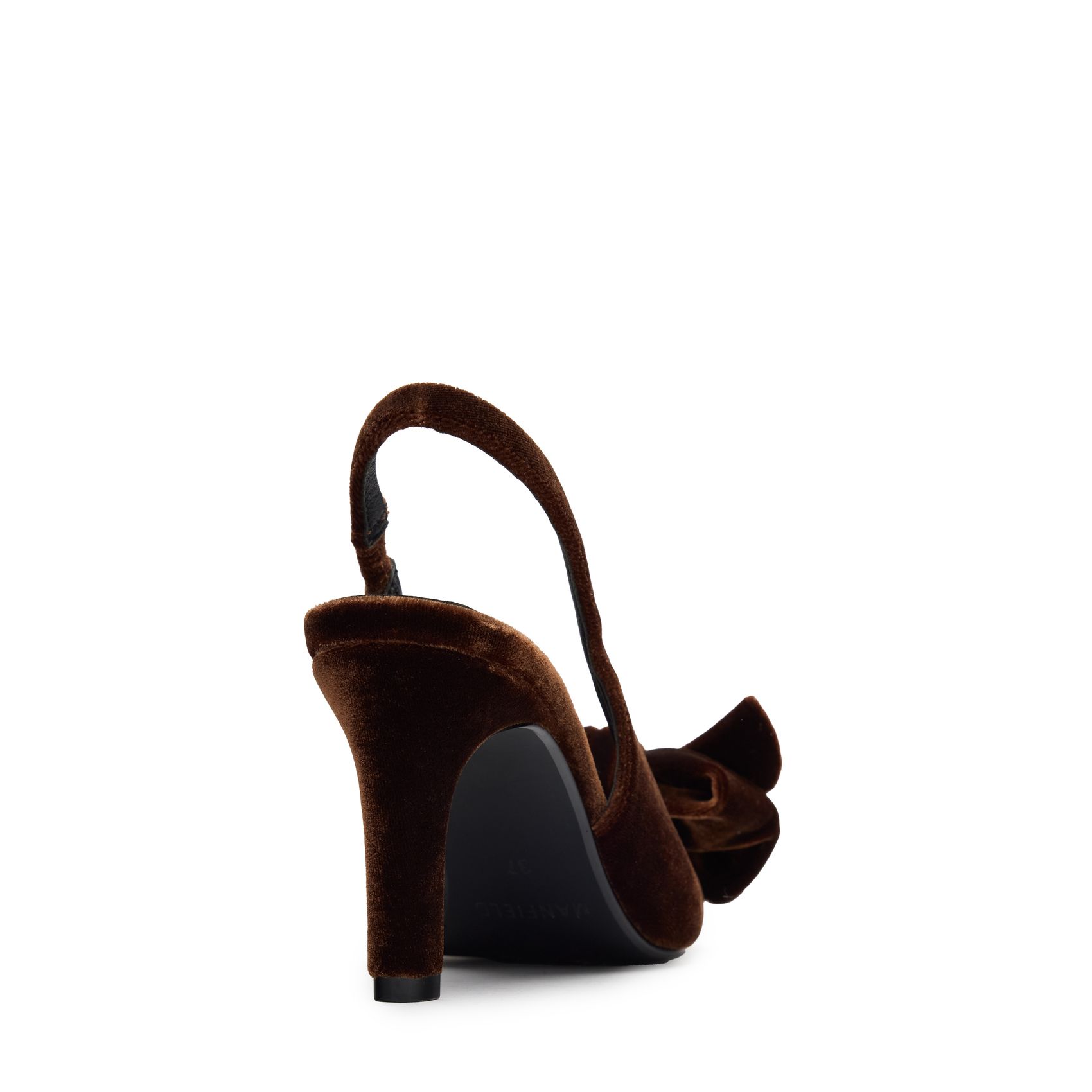 Braune Samt-Slingbackpumps mit Schleife