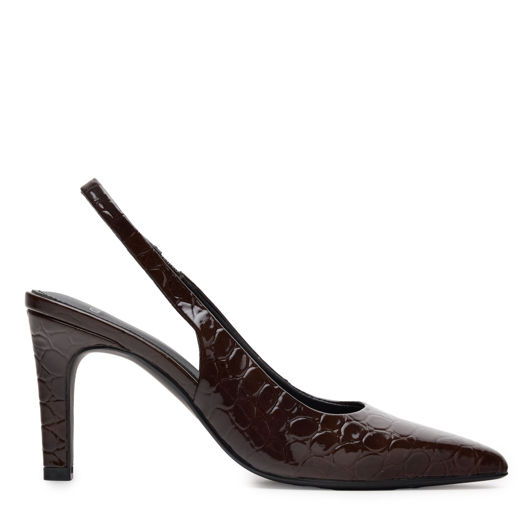 Bruine croco lakleren slingbacks