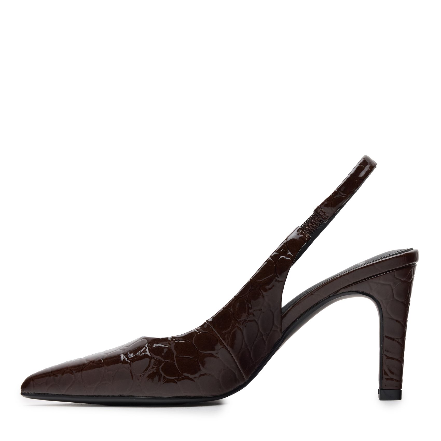 Bruine croco lakleren slingbacks