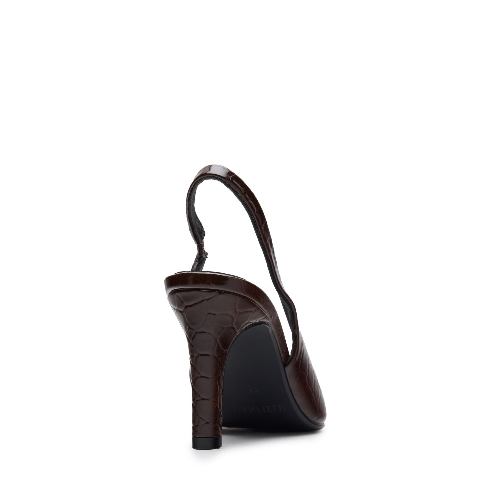 Bruine croco lakleren slingbacks