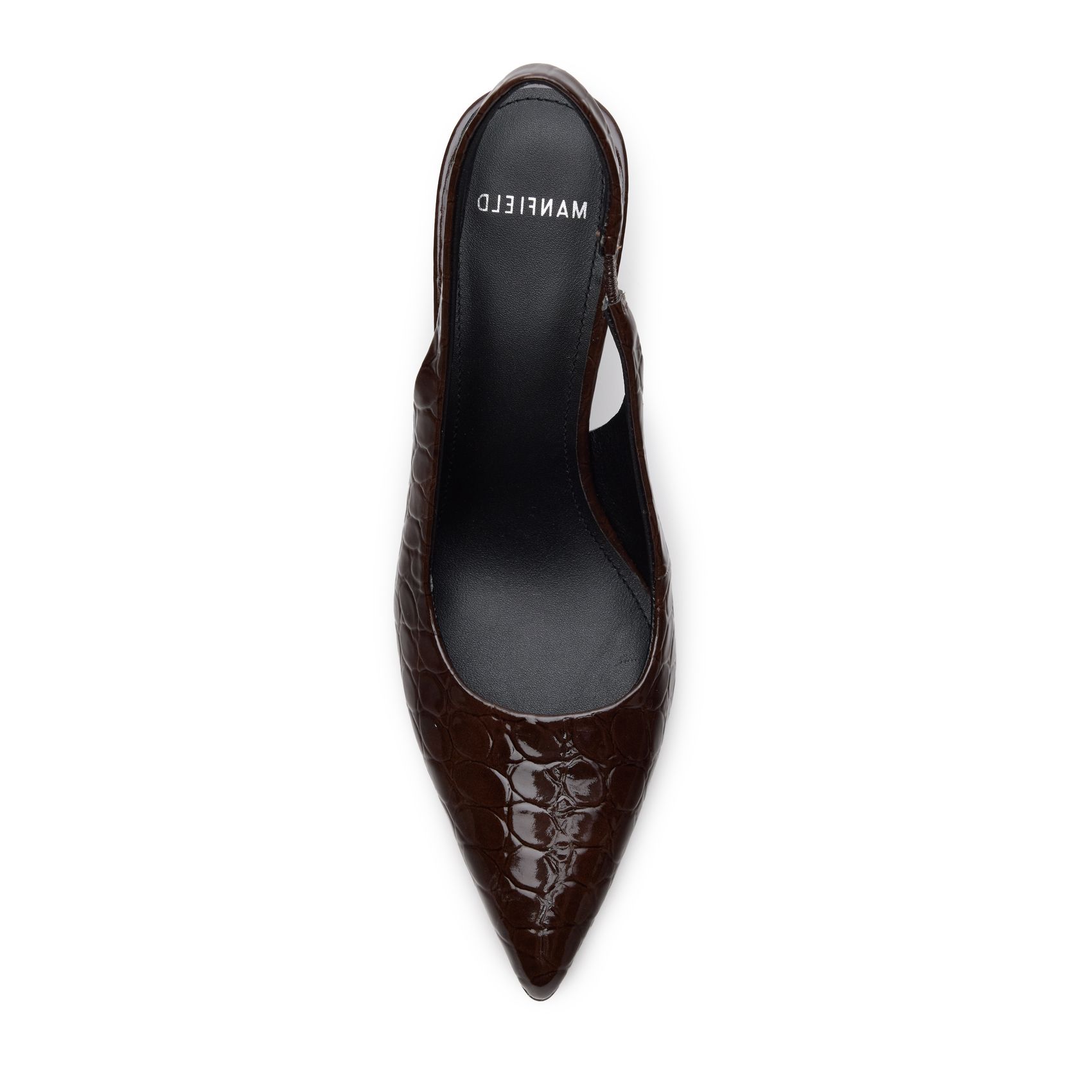 Bruine croco lakleren slingbacks