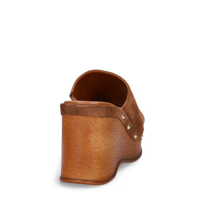 Braune Keilsandaletten aus Veloursleder