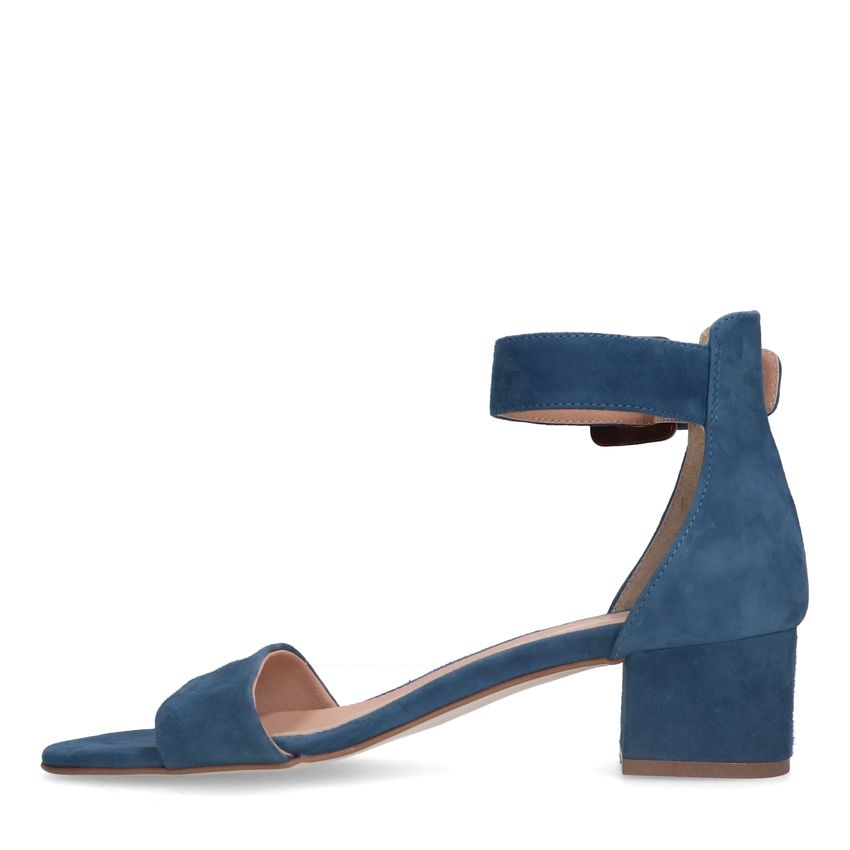 Blauwe suède sandalen met hak