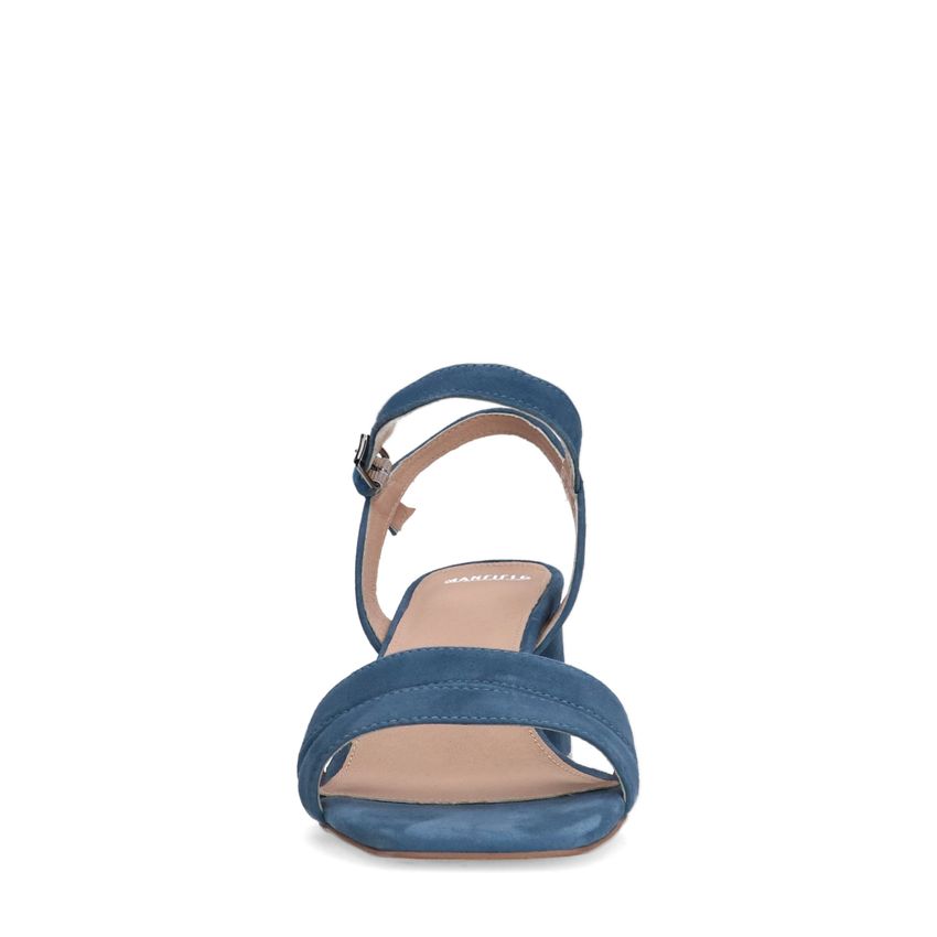 Blauwe suède sandalen met hak