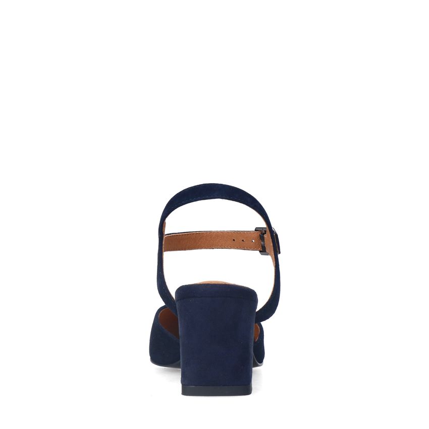 Donkerblauwe suède slingbacks