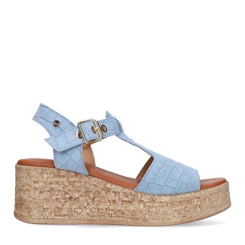 Blauwe suède croco sleehakken