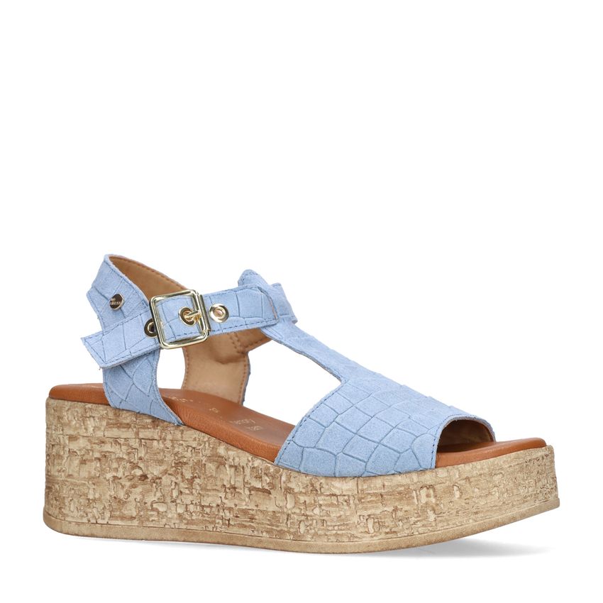 Blauwe suède croco sleehakken