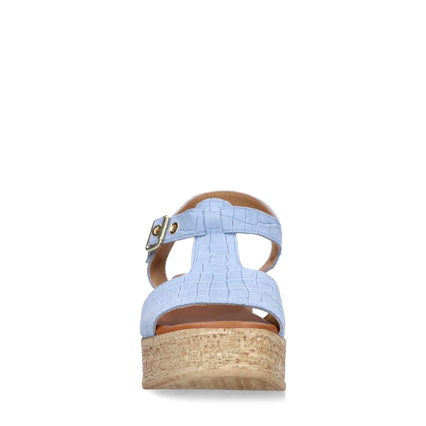 Blauwe suède croco sleehakken