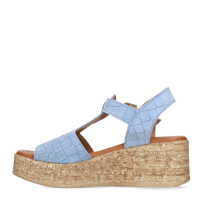 Blauwe suède croco sleehakken