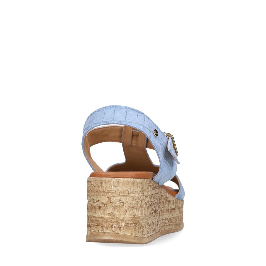 Blauwe suède croco sleehakken