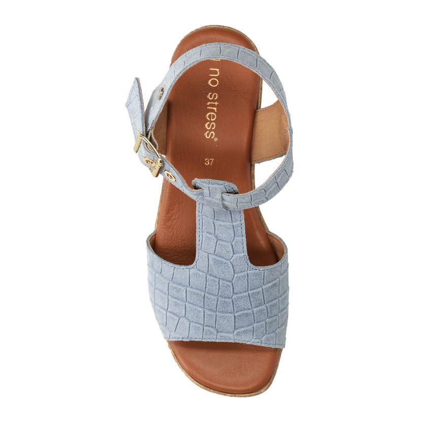 Blauwe suède croco sleehakken