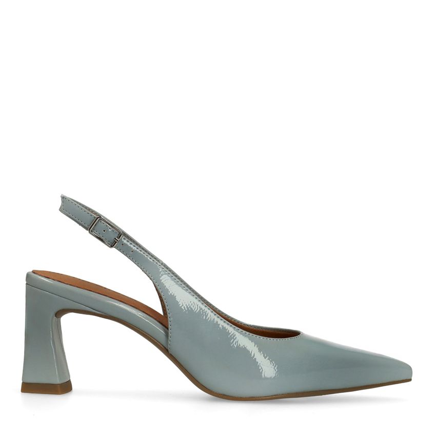 Blauwe lak slingbacks