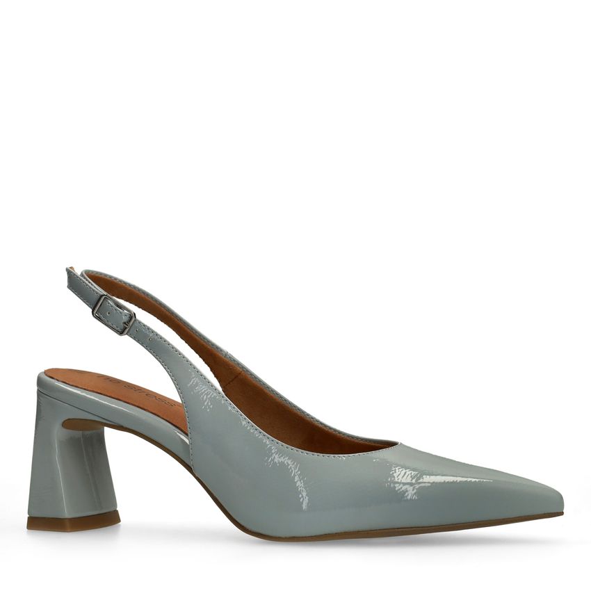Blauwe lak slingbacks