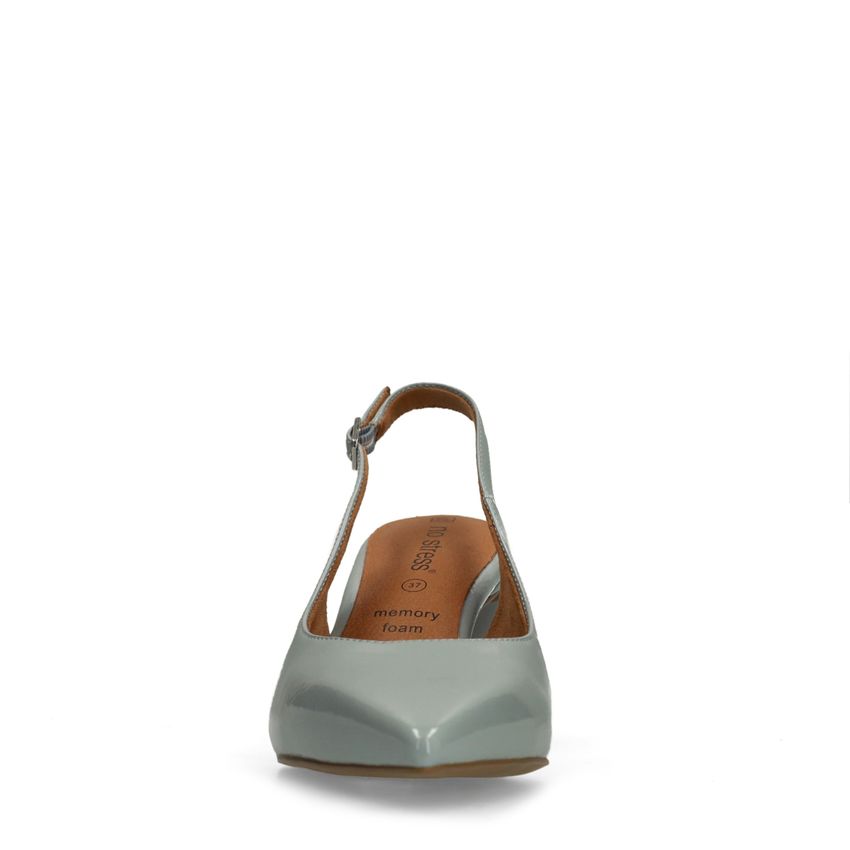 Blauwe lak slingbacks