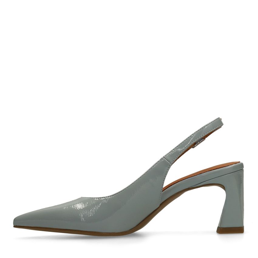 Blauwe lak slingbacks