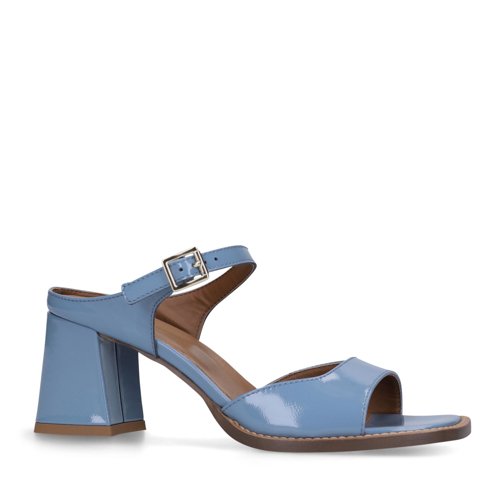 Blaue Sandaletten aus Lackleder