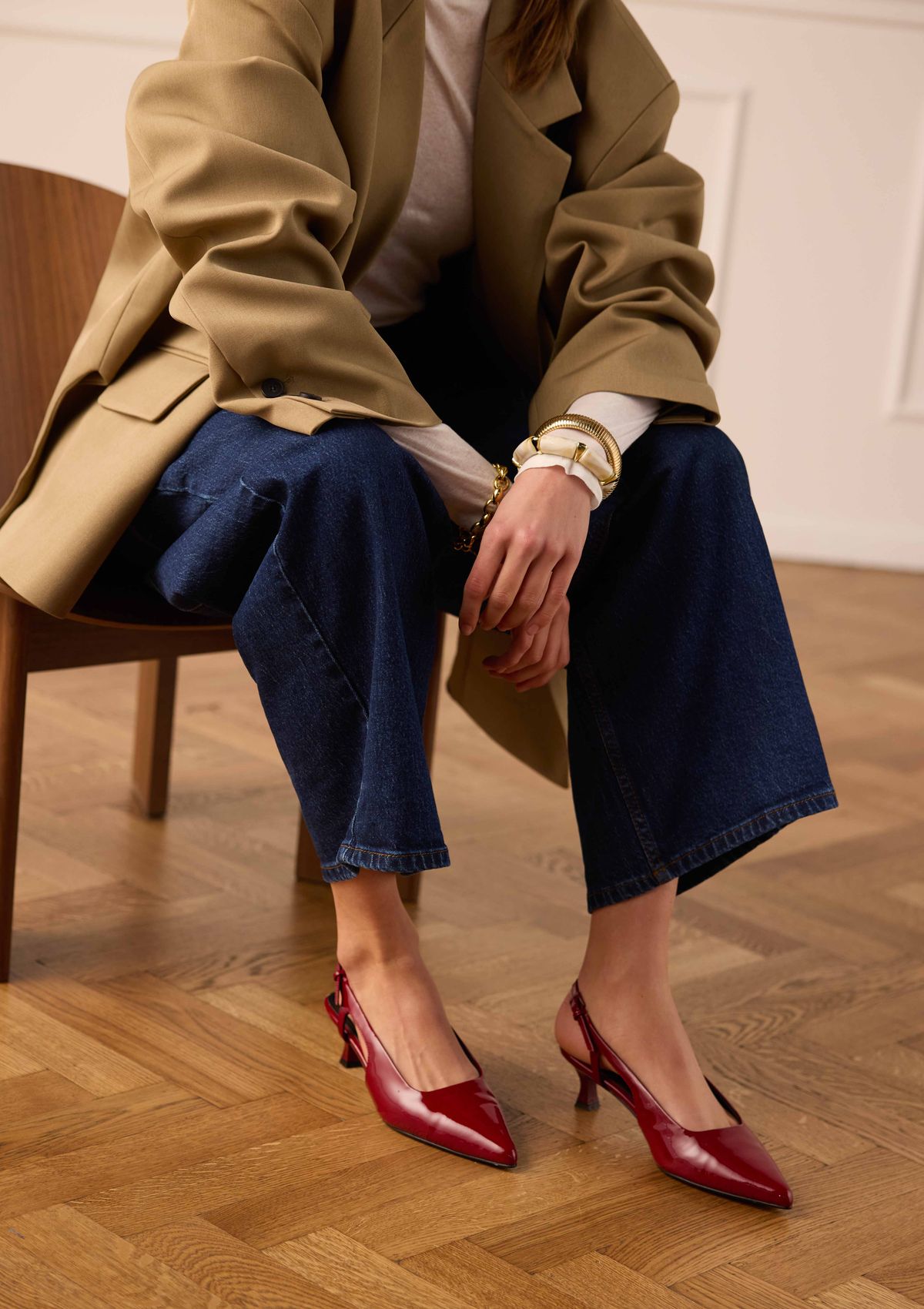 Rode lakleren slingbacks