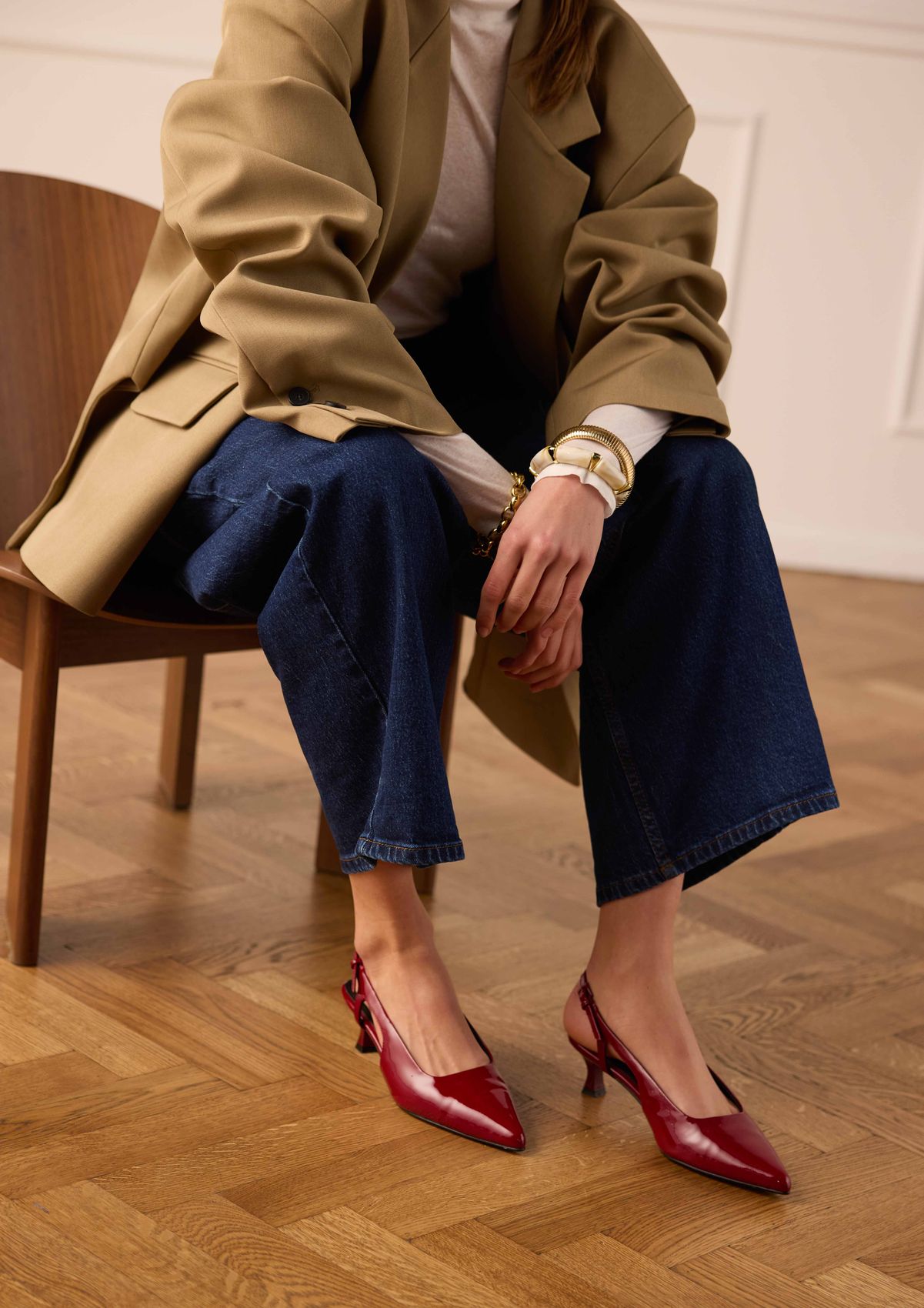 Rode lakleren slingbacks