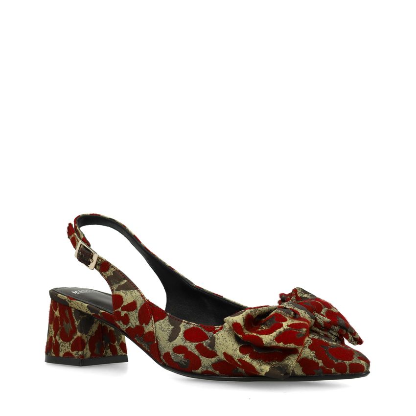 Burgundy leopard slingbacks met strik